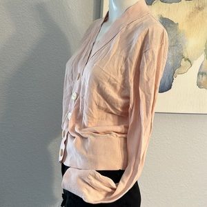 J Crew Light Pink Slub Cotton V-Neck Cardigan